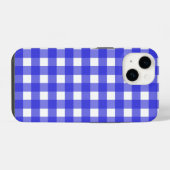 Coque Pour iPhone 14 Gingham bleu royal (Verso Horizontal)