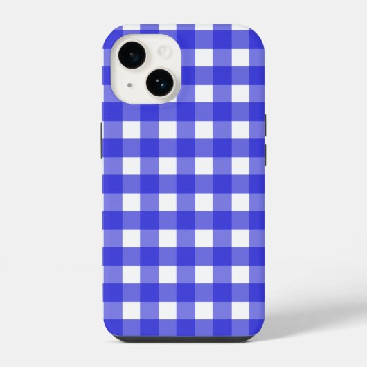 Coque Pour iPhone 14 Gingham bleu royal (Verso)