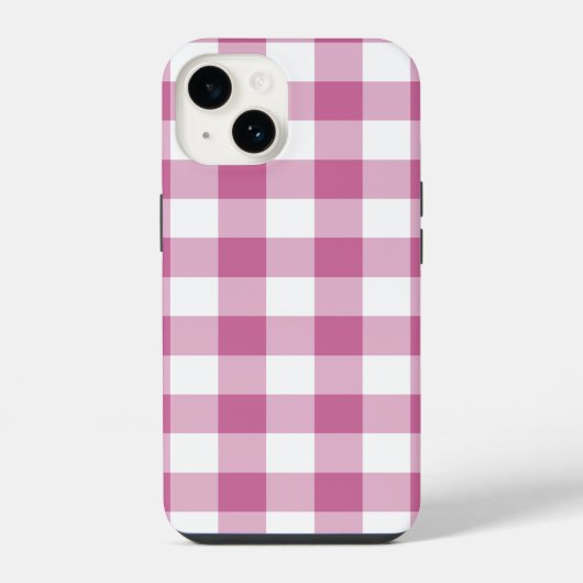 Coque Pour iPhone 14 Gingham rose (Verso)