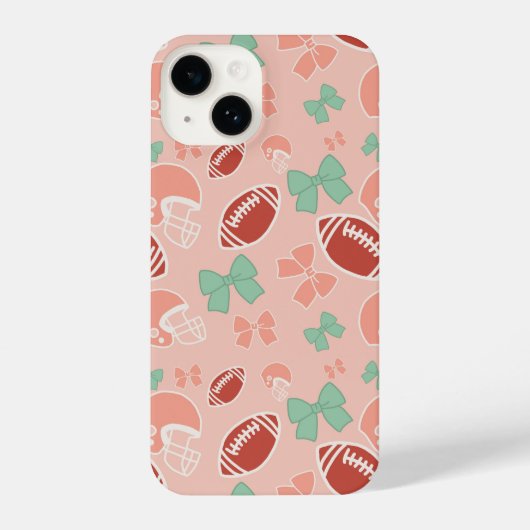 Coque Pour iPhone 14 Girly Football Bow Pattern Phone Case (Verso)