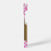 Coque Pour iPhone 14 Glam Diamonds Fuchsia, Monogramme Or, Nom du scrip (Côté gauche)