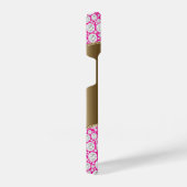 Coque Pour iPhone 14 Glam Diamonds Fuchsia, Monogramme Or, Nom du scrip (Côté droit)