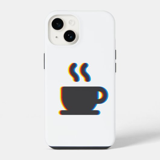 Coque Pour iPhone 14 Glitch de tasse à café (Verso)