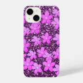 Coque Pour iPhone 14 glitter with flowers (Verso)