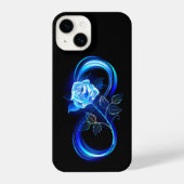 Coque Pour iPhone 14 Glowing infinity with blue rose (Verso)