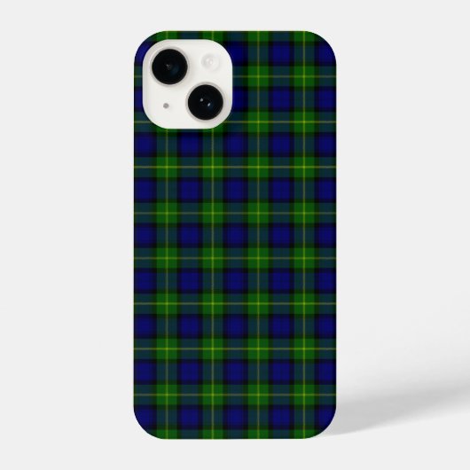 Coque Pour iPhone 14 Gordon tartan bleu vert plaid (Verso)