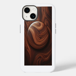 Coque Pour iPhone 14 Grain de bois de noyer poli de luxe abstrait circu