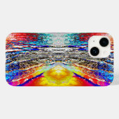 Coque Pour iPhone 14 Graphic Waves Beach coque iphone design (Verso (horizontal))