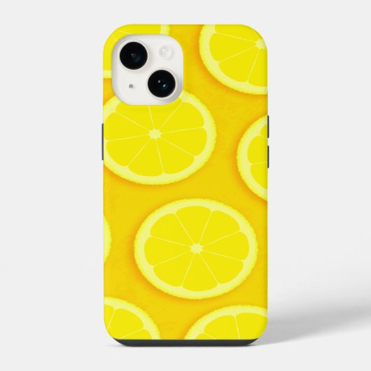 Coque Pour iPhone 14 Graphique jaune vif à tranche de citron (Verso)