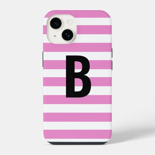 Coque Pour iPhone 14 Gras Moderne Simple Purple Bande Initiale Monogram (Verso)
