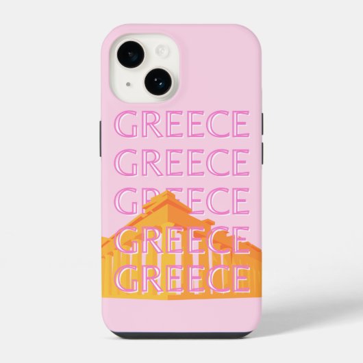 Coque Pour iPhone 14 Grèce, Art Voyage, Rose (Verso)