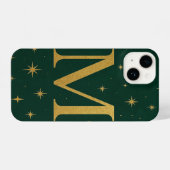 Coque Pour iPhone 14 Green Phone Case with Big Yellow M and Star Detail (Verso Horizontal)