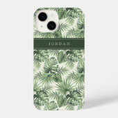 Coque Pour iPhone 14 Green Tropical Palm Feuille Motif (Verso)