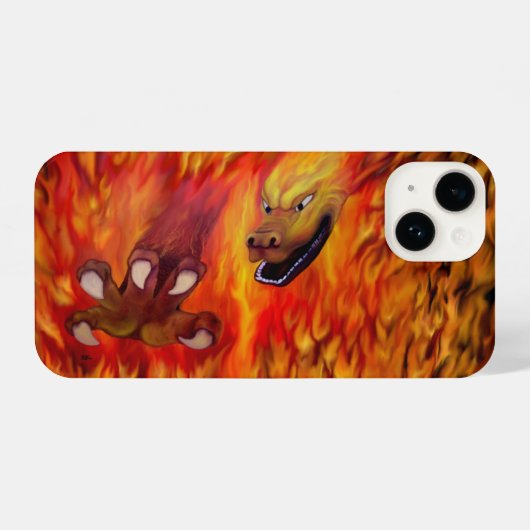 Coque Pour iPhone 14 Griffe de Dragon Rouge (Verso Horizontal)