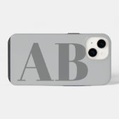 Coque Pour iPhone 14 Gris argent moderne initial minimal contemporain (Verso Horizontal)
