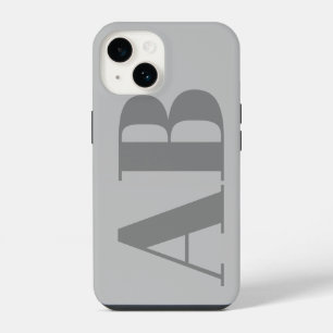 Coque Pour iPhone 14 Gris argent moderne initial minimal contemporain