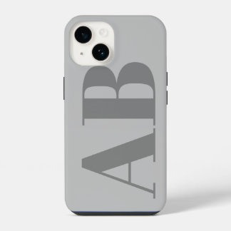 Coque Pour iPhone 14 Gris argent moderne initial minimal contemporain