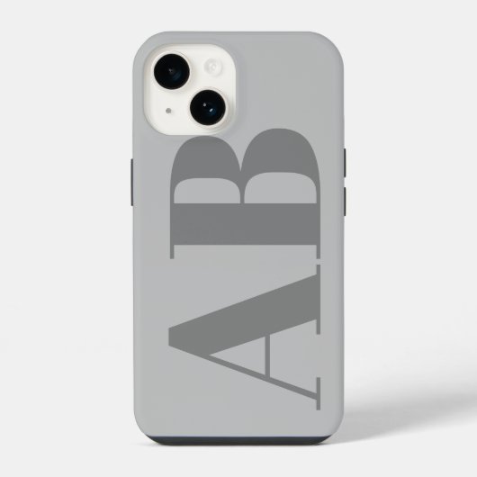 Coque Pour iPhone 14 Gris argent moderne initial minimal contemporain (Verso)
