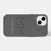 Coque Pour iPhone 14 Gris Monogramme Moderne Gras Votre Nom Initiales (Verso Horizontal)