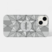 Coque Pour iPhone 14 Gris noir Mosaïque Triangle Motif Monogramme (Verso Horizontal)