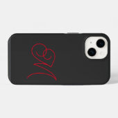 Coque Pour iPhone 14 Gris Noir Rouge Monogramme Classique Script (Verso Horizontal)
