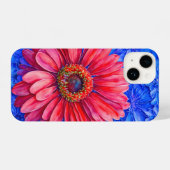 Coque Pour iPhone 14 Gros Boîtier téléphonique rouge Gerbera Daisy Art (Verso Horizontal)