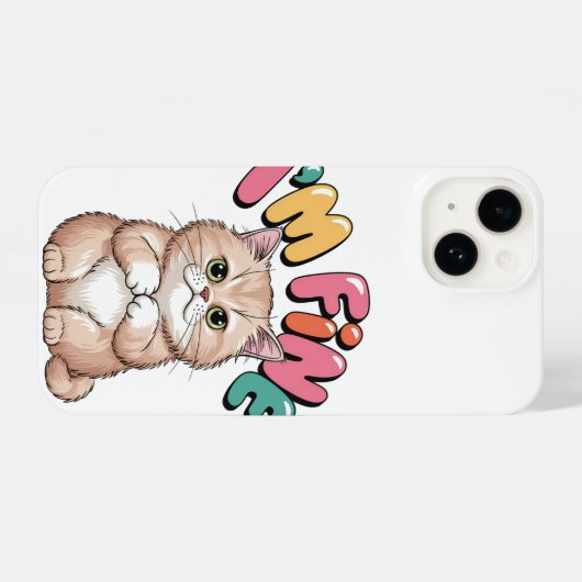 Coque Pour iPhone 14 Grumpy Cat "I'm Fine" Funny Cartoon Shirt (Verso Horizontal)