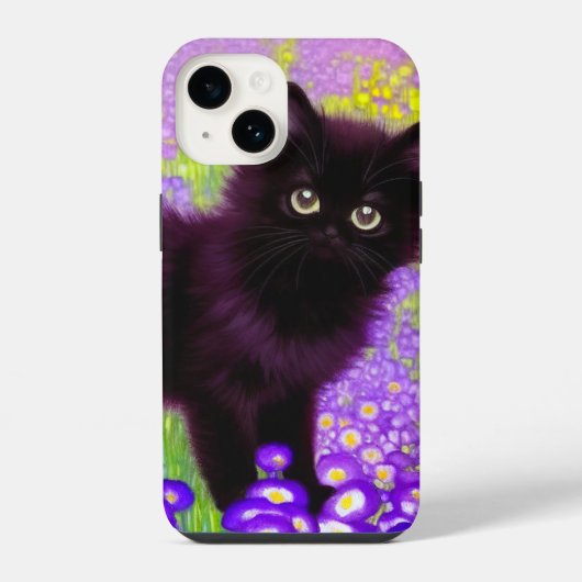Coque Pour iPhone 14 Gustav Klimt Black Kitten (Verso)