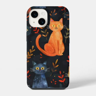 Coque Pour iPhone 14 Halloween Chats noirs et Lunes Enfants en cuisine