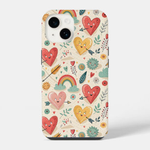 Coque Pour iPhone 14 Happy Hearts - Motif fantaisiste pour la Saint-Val