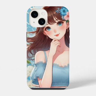 Coque Pour iPhone 14 Her Sky-Blue Gaze iPhone / iPad ケース