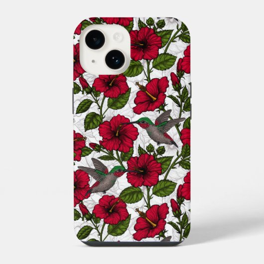 Coque Pour iPhone 14 Hibiscus et colibris (Verso)