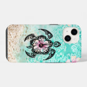 Coque Pour iPhone 14 Hibiscus Turtle (Verso Horizontal)