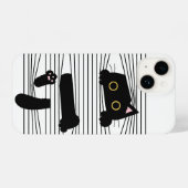 Coque Pour iPhone 14 Hidden Black Cat Cute Funny Minimalist Animal Love (Verso Horizontal)