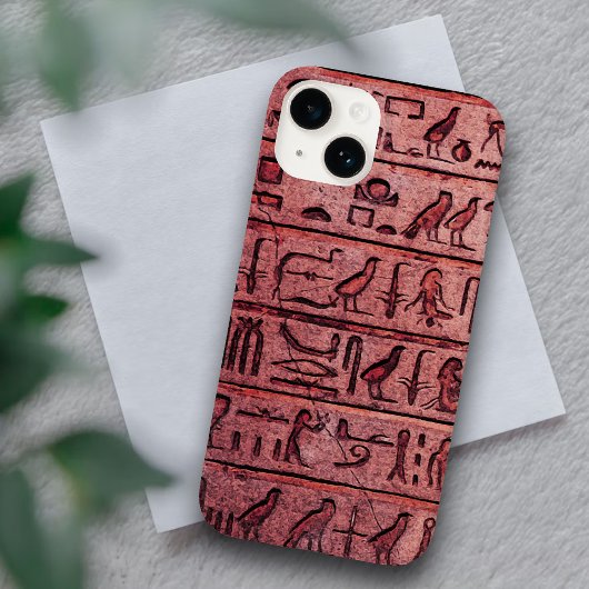 Coque Pour iPhone 14 Hiéroglyphes égyptiens anciens Red iPhone 14 Coque