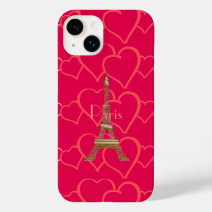Coque Pour iPhone 14 Hot Pink, I Love Paris Coque-Mate coque iphone