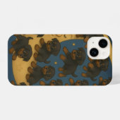 Coque Pour iPhone 14 Hundred Flying Rottweilers – Joyful Puppies (Verso Horizontal)