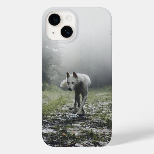 Coque pour iPhone 14 Husky sibérien blanc (Verso)
