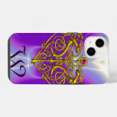 Coque Pour iPhone 14 HYPER VALENTINE MONOGRAM rose Fuchsia violet (Verso Horizontal)