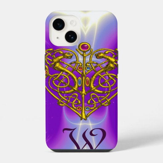 Coque Pour iPhone 14 HYPER VALENTINE MONOGRAM rose Fuchsia violet (Verso)