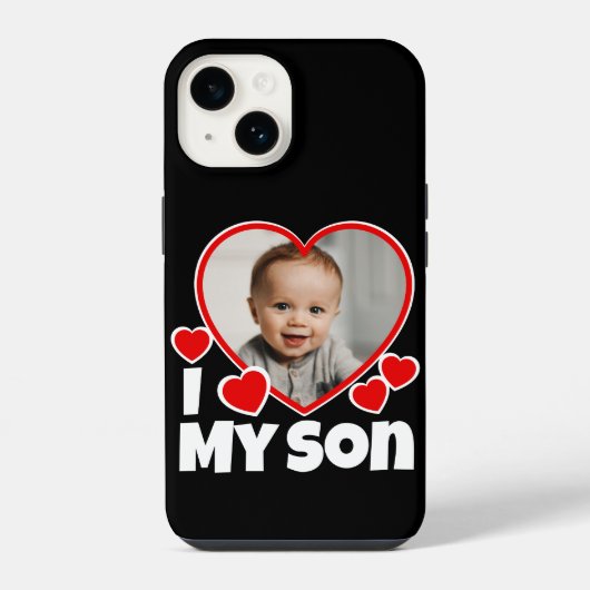 Coque Pour iPhone 14 I Heart My Son Photo Personnalisée (Verso)
