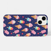 Coque Pour iPhone 14 Ice cream, popsicles and cherries pattern (Verso Horizontal)