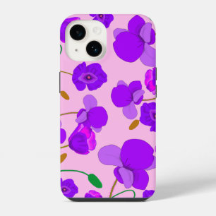Coque Pour iPhone 14 Illustration de champ de pavot rose pourpre Papave