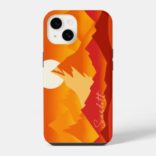 Coque Pour iPhone 14 Illustration de paysage de pics de montagne au cou