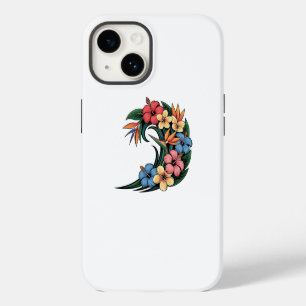Coque Pour iPhone 14 Illustration de vague tropicale de fleurs
