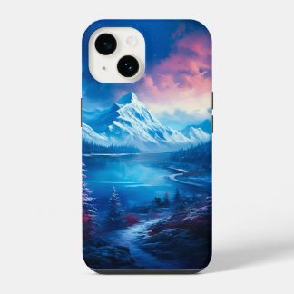 Coque Pour iPhone 14 Illustration du lac Winter