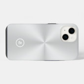 Coque Pour iPhone 14 Image argent métallisé minimaliste, monogramme (Verso Horizontal)