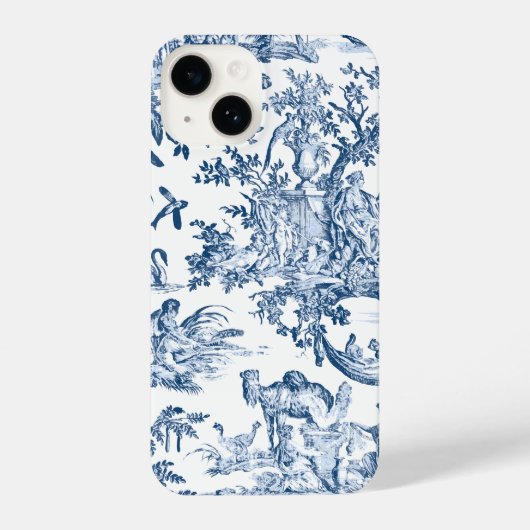 Coque Pour iPhone 14 Imaginaire Mythique Créatures Vintage Toile-Blue (Verso)