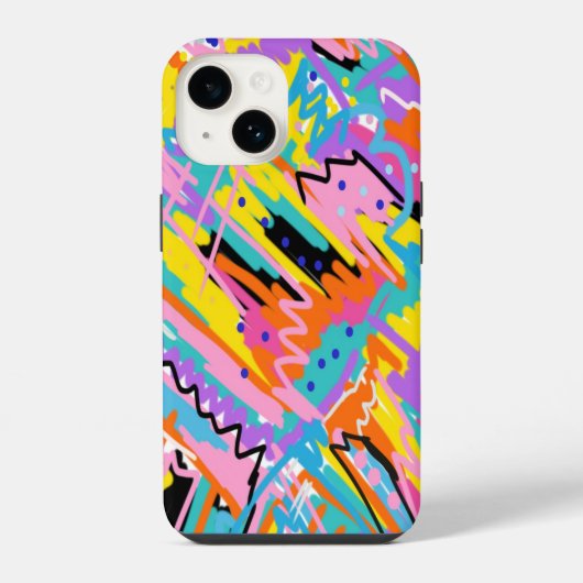 Coque Pour iPhone 14 Impression abstraite d'expression joyeuse (Verso)