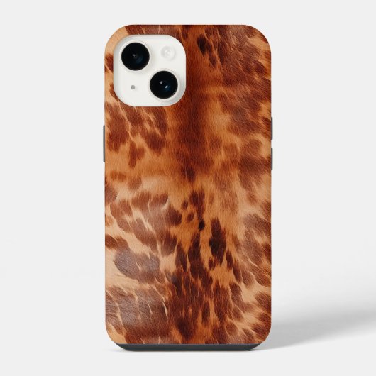 Coque Pour iPhone 14 Impression d'animal en cuir de vache marron (Verso)